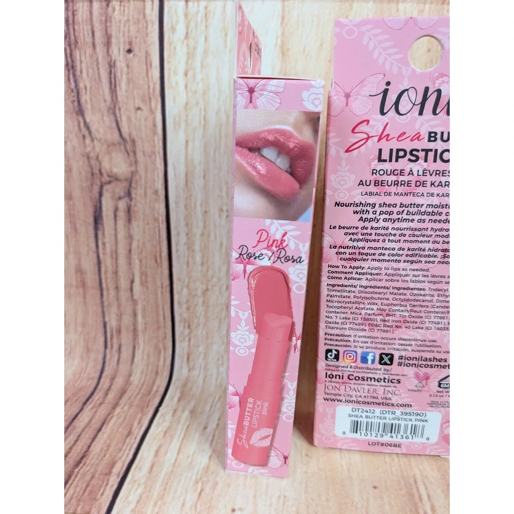2 PK Ioni Shea Butter Lipstick Pink Rose - Hydrating Buildable Color